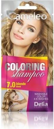 Actual product image Delia Cosmetics Cameleo Blonde Coloring Shampoo Quick and Easy Color Refreshing Washable Tone In Tone 40ml 7.0 (40 ml, Liquid shampoo)