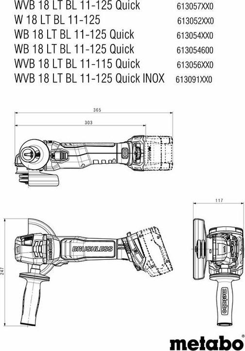 Actual product image Metabo Battery angle grinder WVB 18 LT BL 11-125 Quick (125 mm)