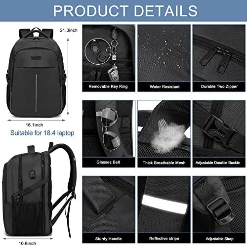 Produktbild Only-Bags.Store Grosser Laptop-Rucksack Laptop-Tasche für die Schule Arbeit mit USB-Ladeanschluss Wasserdicht (50 l)