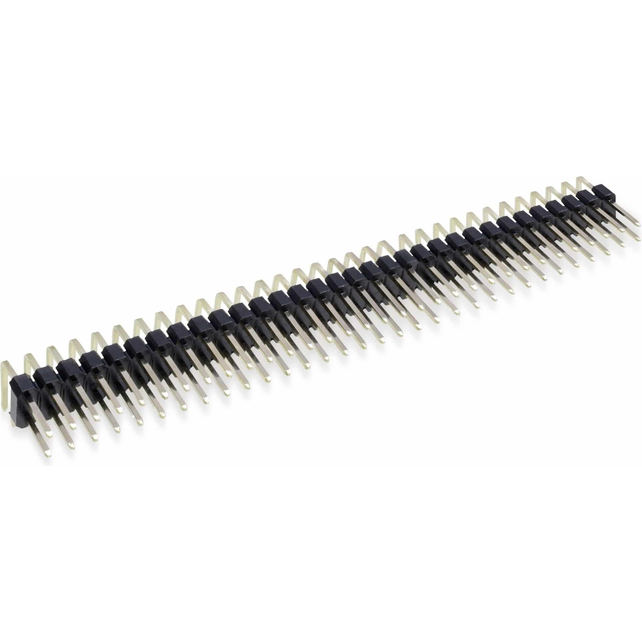 Eneroid Stiftleiste, 2 x 32, 2,54 mm, gewinkelt, 0,8µ Au (Gold), 5 Stück, Elektronikkabel + Stecker, Gold