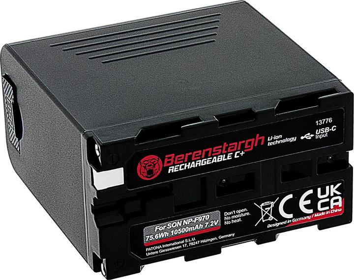 Produktbild Berenstargh Akku Sony NP-F970 10500mAh USB-C Input (Kamera Akku)