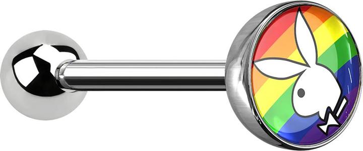 Immagine prodotto Star Piercing Barbell silber mit Kugel und Kugel Playboy Bunny farbig (senza ottone, Acciaio chirurgico 316L)