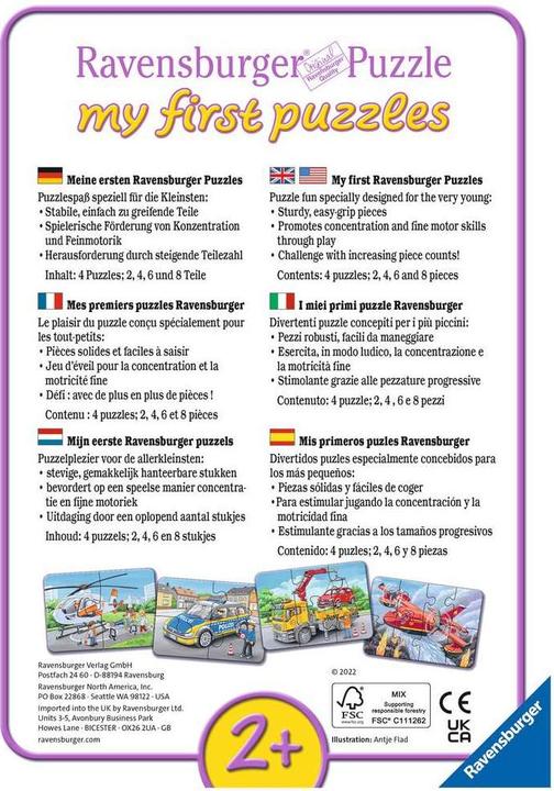 Image du produit Ravensburger Mes véhicules d'intervention 2/4/6/8p (8 pièces)