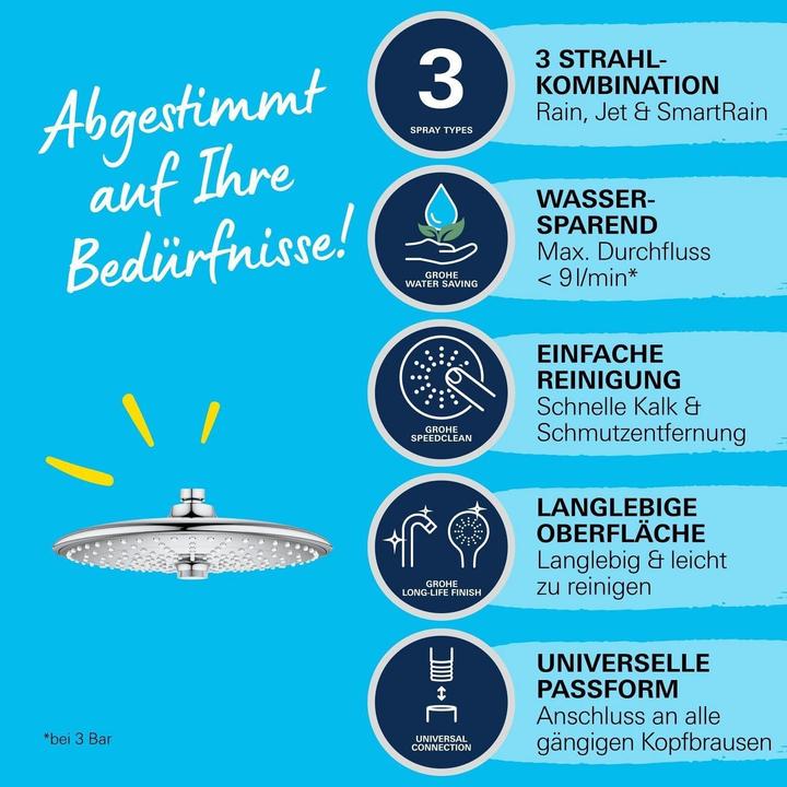 Produktbild Grohe Kopfbrause (3 Strahlarten, 9.50 l/min)