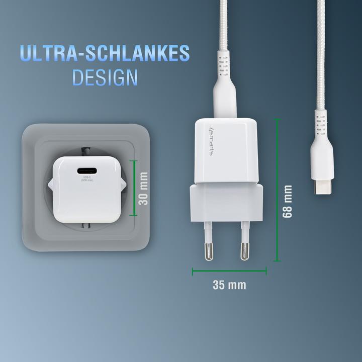 Actual product image 4smarts USB Wall Charger VoltPlug Mini PD 30W with USB-C to USB-C (30 W, 1 portion)