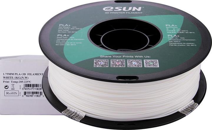 Immagine prodotto eSUN Filamento PLA+ 1,75mm Bianco 1Kg (PLA+, 1.75 mm, 1000 g, Bianco)