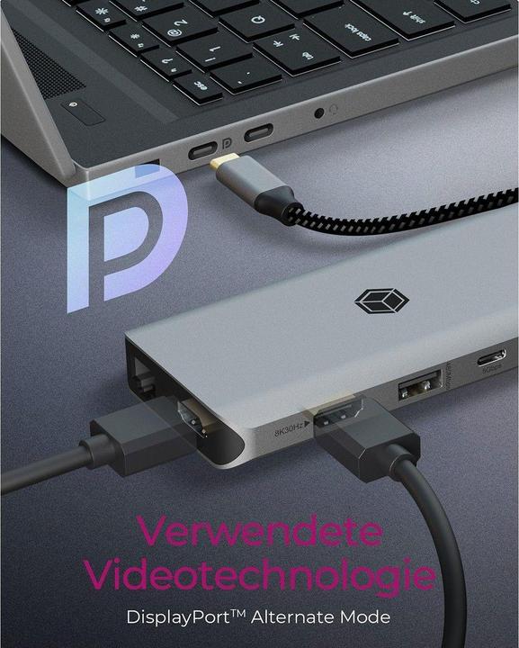 Actual product image Icy Box DockingStation with 8K, Gigabit LAN & 100W PD IB-DK4061-CPD (USB-C, 5 ports)