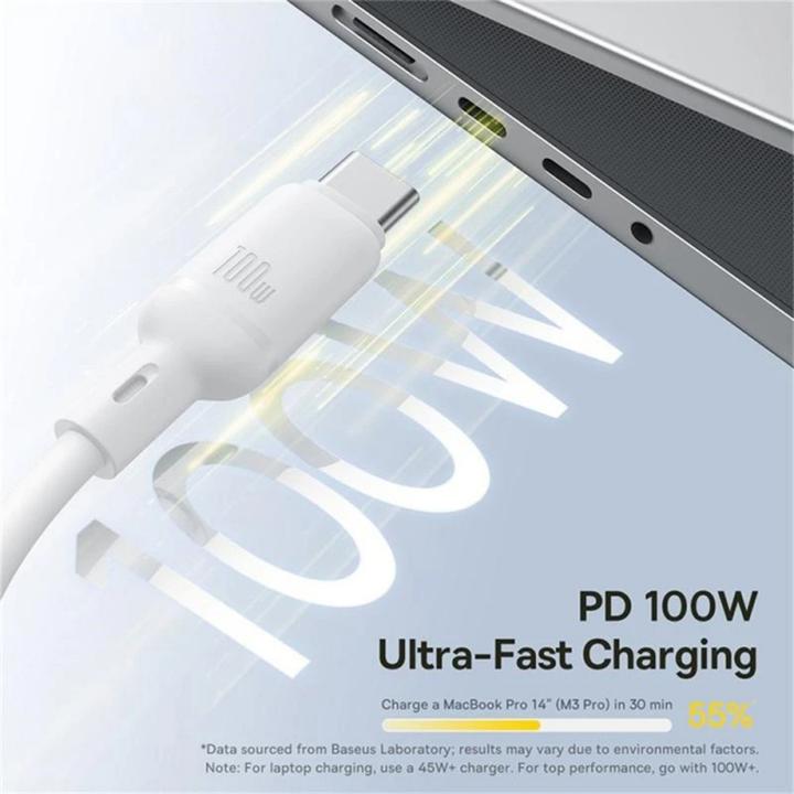 Actual product image Baseus Silky 3-in-1 USB-C 100W 1.5m, white (1.50 m, 100 W)