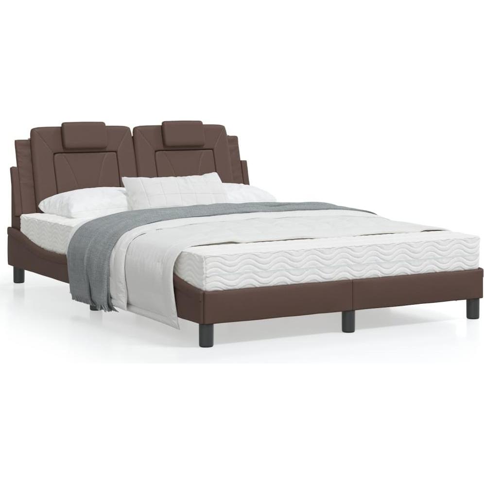 VidaXL, Bett, Bett mit Matratze 120 x 200 cm Kunstleder (120 x 200 cm)