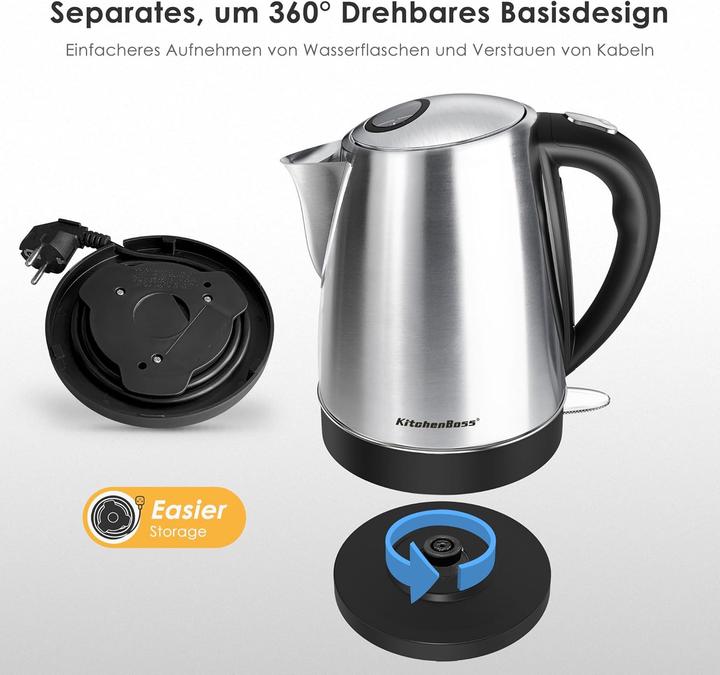 Produktbild KitchenBoss Elektrischer Wasserkocher 1,7L mit Kalkfilter (1.70 l)