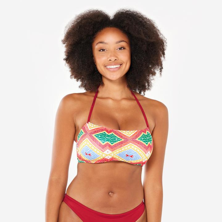 Immagine prodotto Olaian Bikini-Oberteil Damen Bandeau Surfen Lori Sangria rot (80 D)