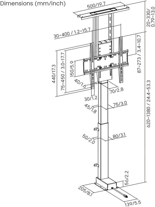 Produktbild myWall Zum Einbau in Möbel, mit SMART HOME Steuerung per Tuya APP, Sprache (Alexa / Google Home) & Fun (60 kg, 32" - 55")