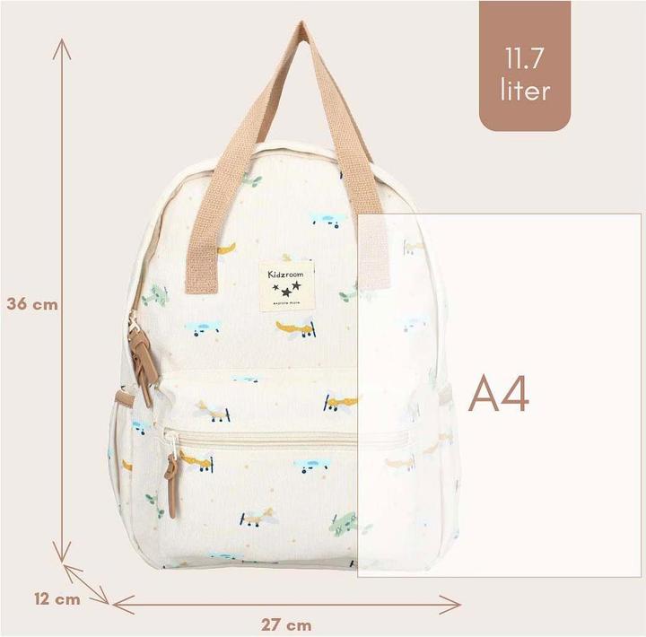 Kidzroom Lille Small Talk Rugzak - Beige - Vliegtuigen