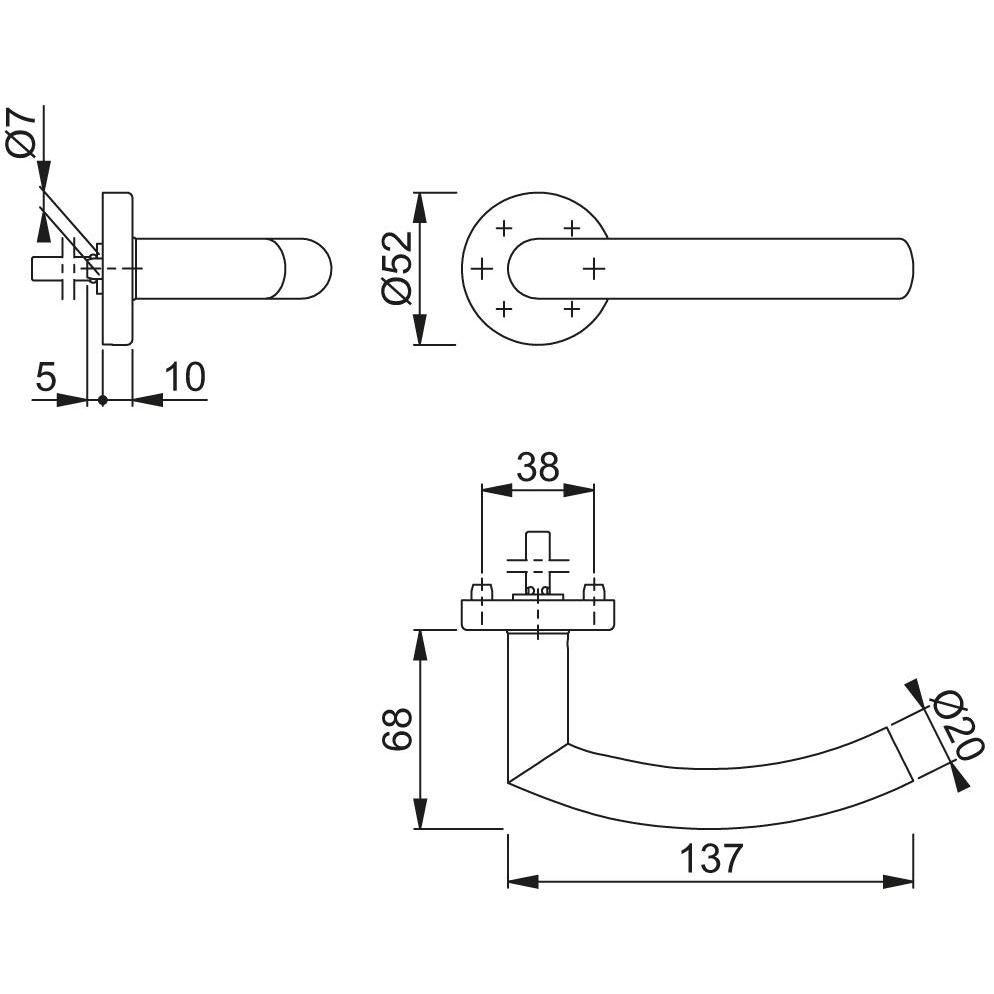 Thumbnail - Magni, Türgriff + Fenstergriff, HOPPE Halbgrt.E1430Z/42H F69 / 10/052 (Türgriff)