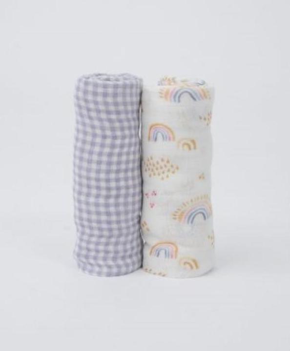 Produktbild little unicorn Deluxe Muslin Swaddle 2 Pack - Rainbow Gingham (120 cm, 120 cm)