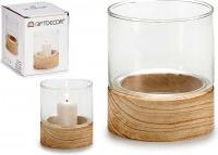 Giftdecor piccolo portacandele rotondo in vetro con base in