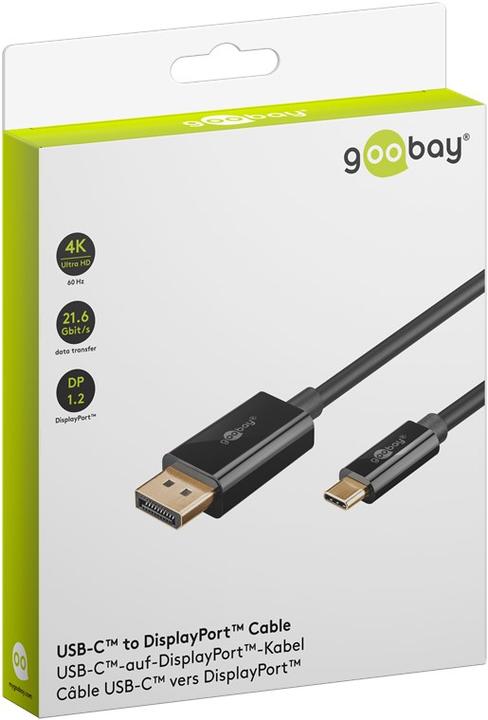 Image du produit Goobay USB-C-auf-DisplayPort-Kabel 4K @ 60 Hz, 1 m, schwarz (1 m)