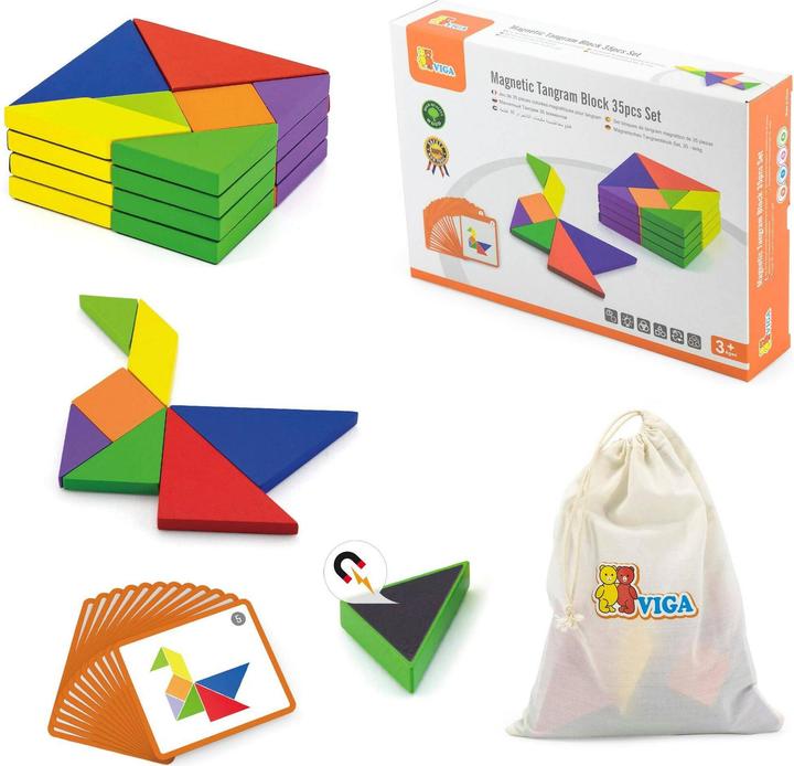 Actual product image Viga Toys Building Blocks Magnetic Tangram
