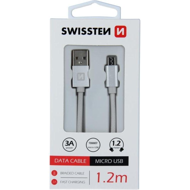 Thumbnail - Swissten Datenkabel Textil USB / Micro-USB 1.2 M (1.20 m, USB 3.0), USB Kabel