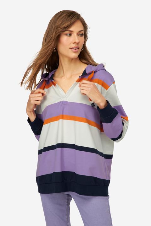 Produktbild Laurasøn Damen Hoodie, Ringel, Kapuze, Langarm, OEKO-TEX blaues flieder L 821054810-L (L)