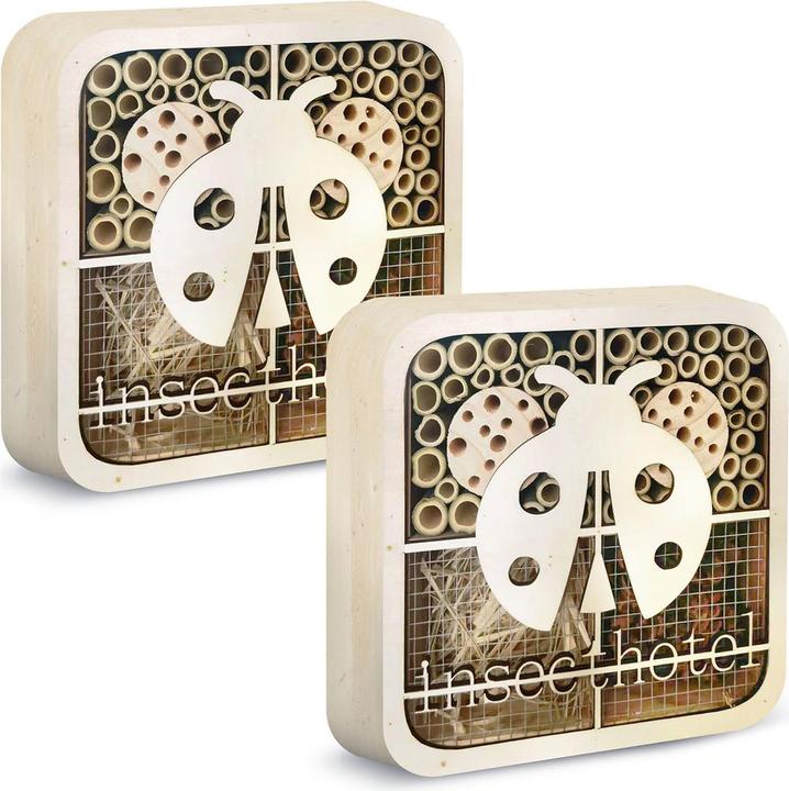 Actual product image Isotronic Set of 2 insect hotel ladybirds, child-friendly, natural wood (Bee, Ladybirds)