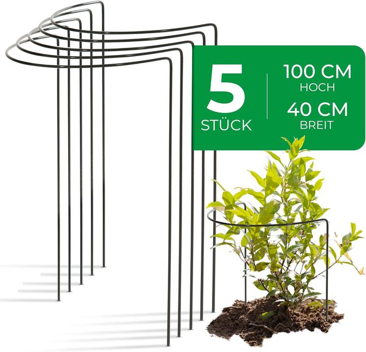 Produktbild Novatool 5 Strauchstützen halbrund grün 100x40x16 cm 5,5mm Ø Staudenhalter Blumenhalter (16 cm, 40 cm)