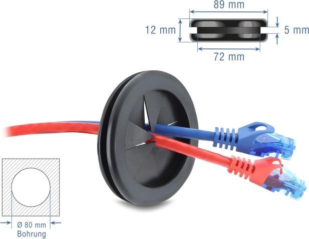 Produktbild Delock Gummi Kabeldurchführung rund Ø 80 mm schwarz