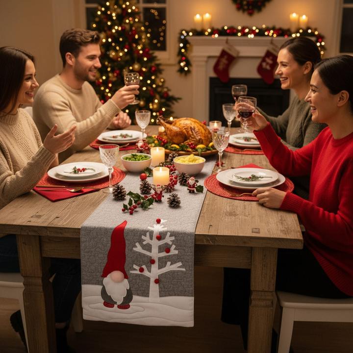 Produktbild Hermex Tischläufer Wichtel Tischband Weihnachtsdeko Tischdecke Tischdeko