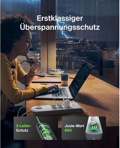 Produktbild Belkin Steckdosenleiste 6-fach + 2xUSB-A, 2m Kabel BSV604vf2M-V2 (6x, Typ 13, USB-A, 2 m)