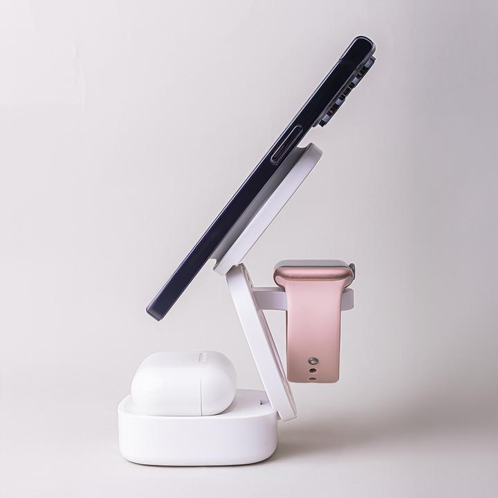 Actual product image Maxlife MXWC-06 magnetic wireless charger 15W white 3in1 (15 W)