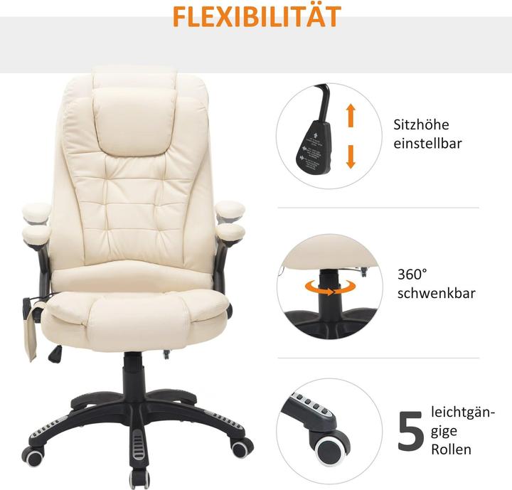 Produktbild Swisshandel24 Massagesessel Bürostuhl Gamingsessel 6 Punkt Vibrations Massage mit Wärmefunktion Kunstleder Beige