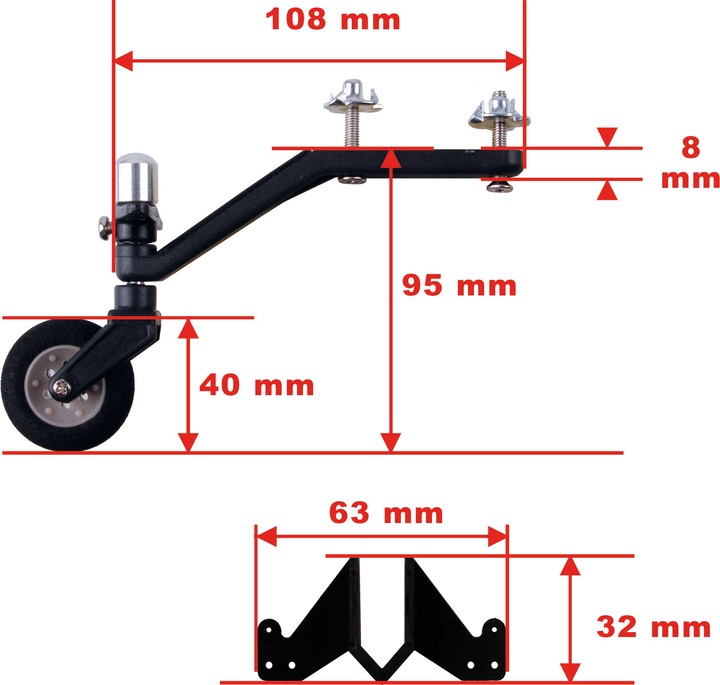 Actual product image Modellbau Lindinger rear landing gear set 90-120 class