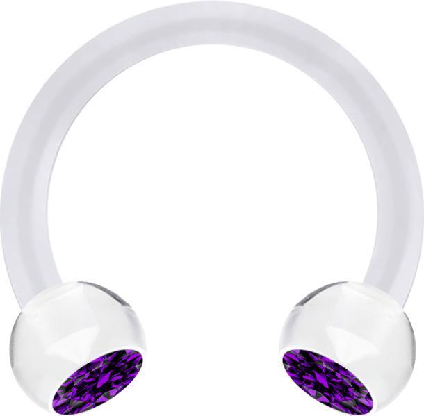 Produktbild Star Piercing Micro Circular Barbell transparent mit zwei Kugeln Kristall violett (ohne Messing, Kunststoff)