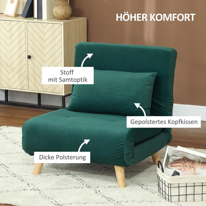 Produktbild Homcom Schlafsessel Polyester, Stahl Dunkelgrün