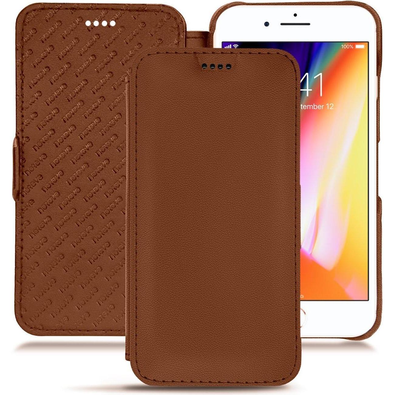 Thumbnail - Noreve Lederschutzhülle horizontal (Apple iPhone 8 Plus), Smartphone Hülle, Braun