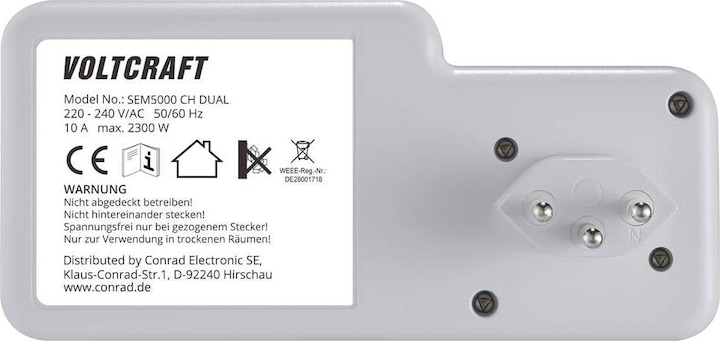 Produktbild Voltcraft SEM5000 CH DUAL Energiekosten-Messgerät Kostenprognose, Alarmfunktion