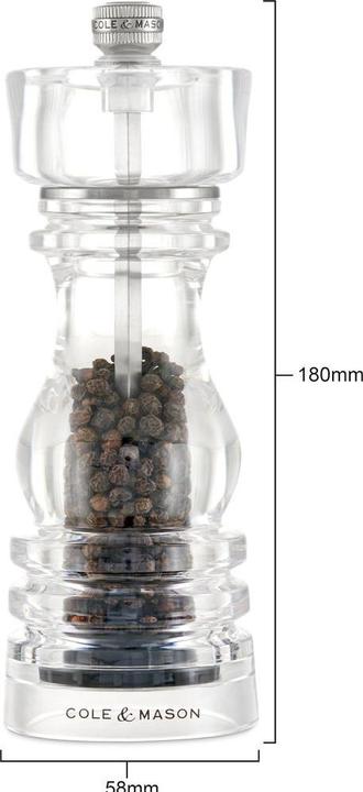 Produktbild Cole & Mason Cole&Mason Pfeffermühle London 18 cm, Transparent, Materialtyp (Pfeffer)