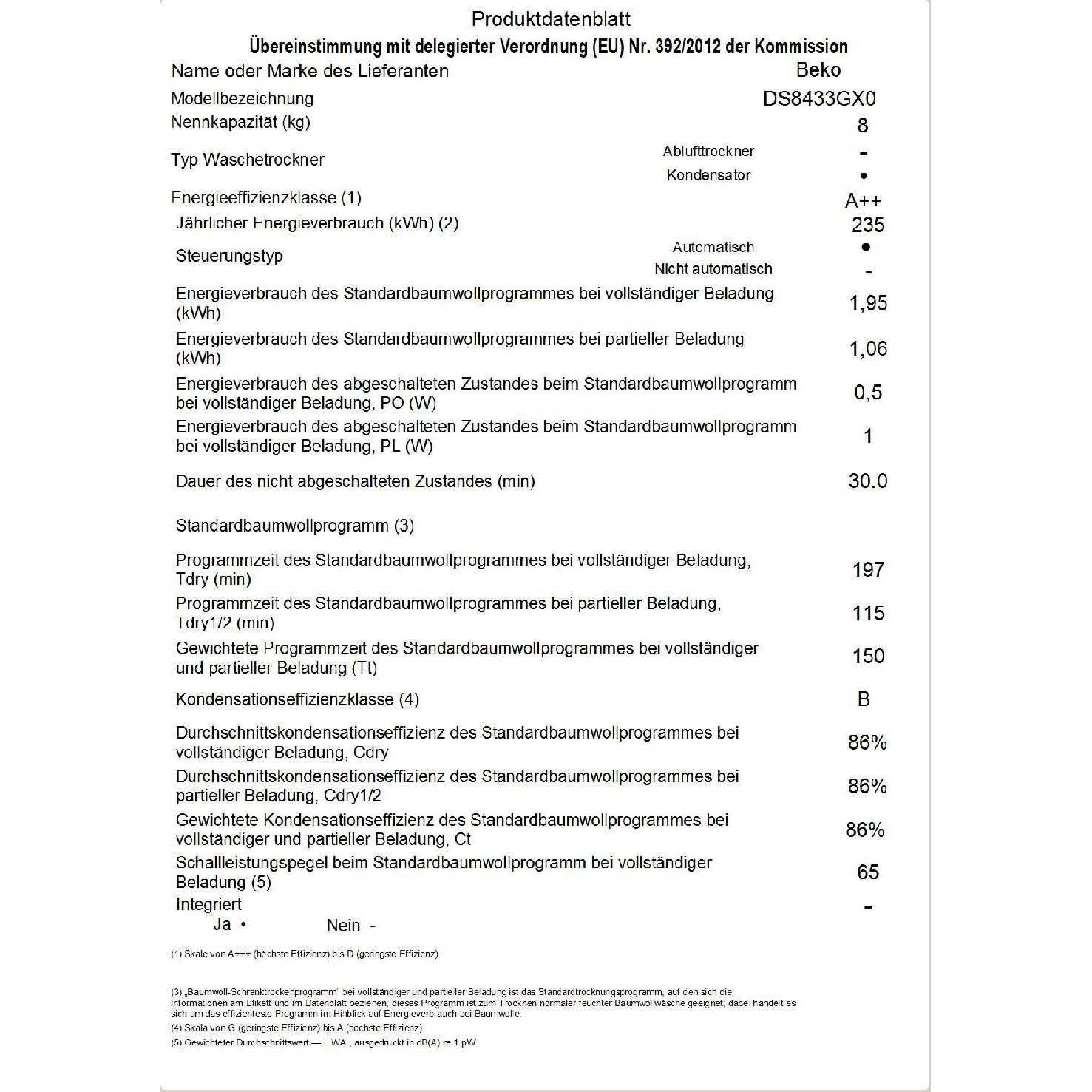 Thumbnail - Beko Kondenstrockner mit Wärmepumpe DS8433GX0, Wäschetrockner, Weiss