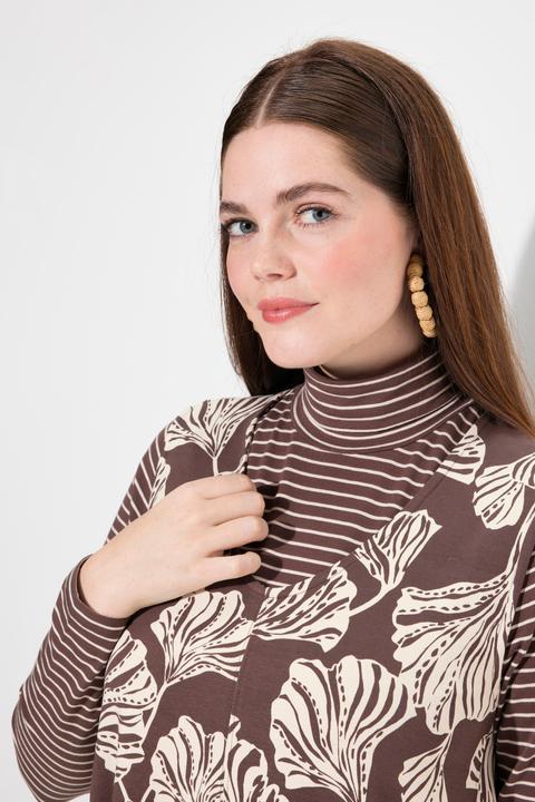 Produktbild Ulla Popken Sweatkleid, Blätter, V-Ausschnitt, ärmellos (54)