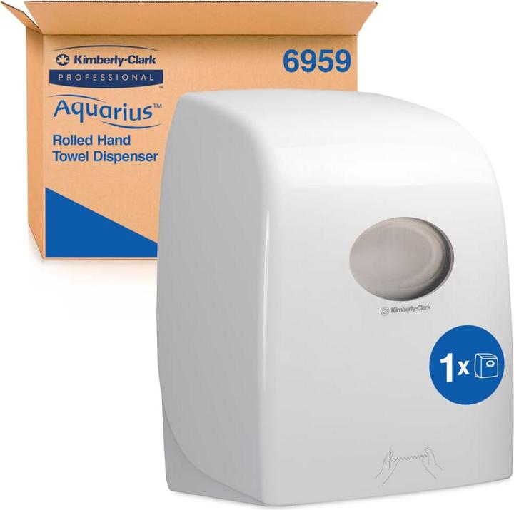 Actual product image Kimberly-Clark Aquarius™ dispenser for rolled hand towels, for 1 roll, plastic, white.