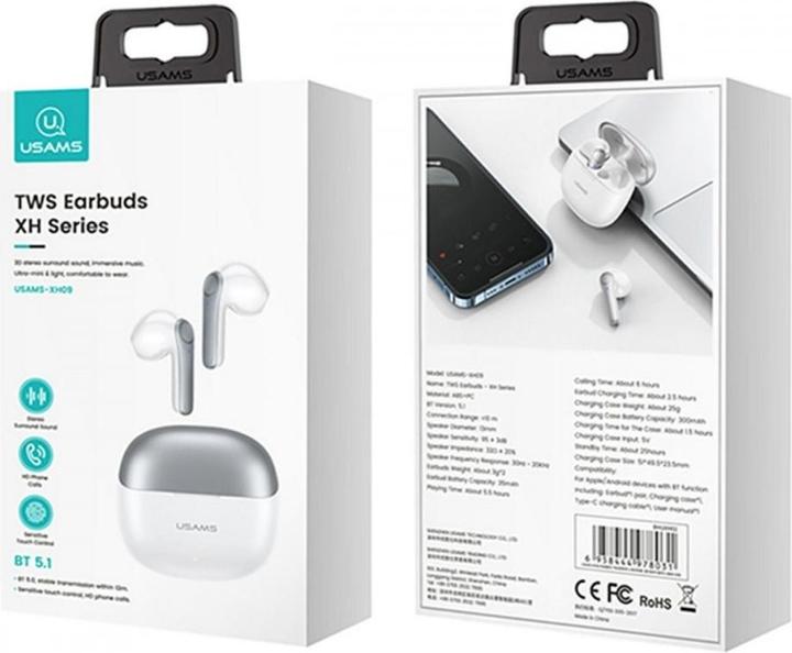 Produktbild Usams Słuchawki Bluetooth 5.1 TWS XH Series Dual mic bezprzewodowe niebieski/blue BHUXH03 (Aktive Geräuschunterdrückung, 6 h, Kabellos)