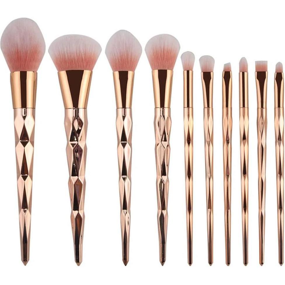 JTI, Schminkpinsel, Make-up-Pinsel-Set, 10 Pinsel - Roségold (Set)