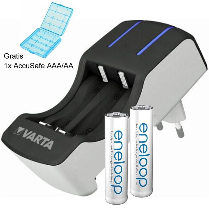 Actual product image Panasonic Eneloop Micro AAA and Varta 2-4x charger including AccuSafe (2 pcs., AAA, 800 mAh, Battery + charger)