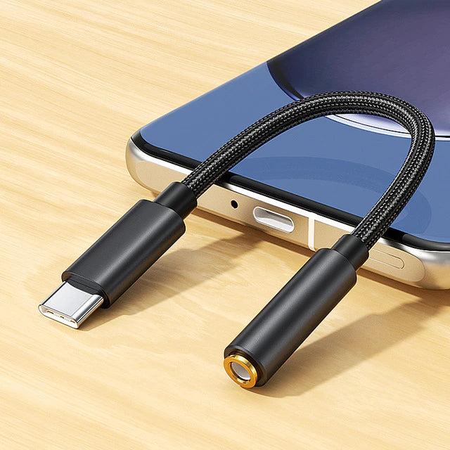 Image du produit Hermex Adaptateur USB Type-C vers 3.5mm audio AUX pour casque Câble USB-C vers AUX (USB)