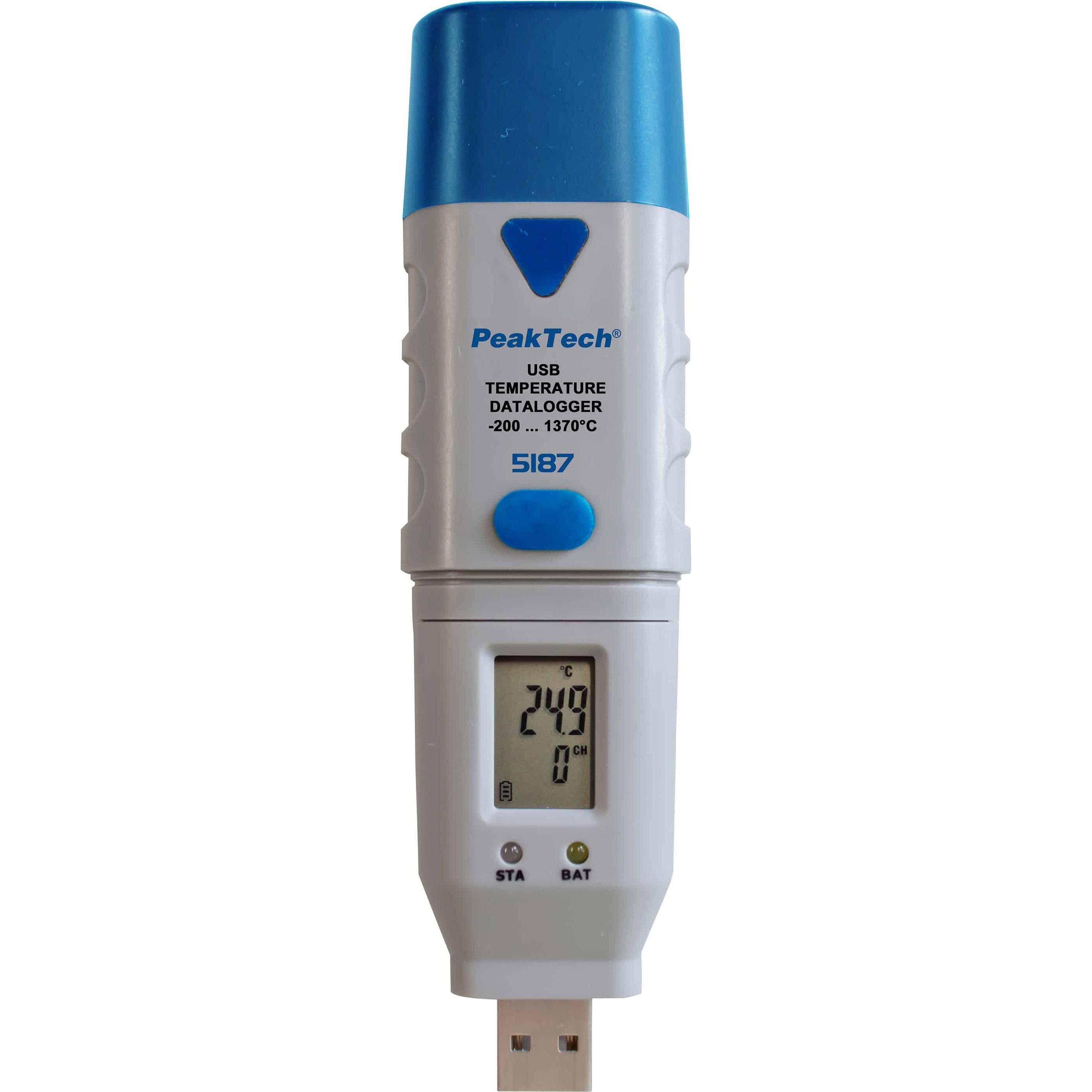 Peaktech 5187 Data logger tipo-K Temperatura -200...+1300°C, Misurazione