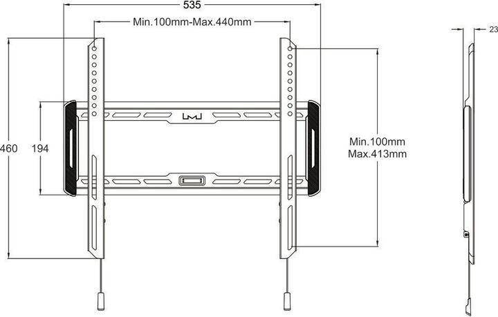 Actual product image Multibrackets Wallmount Fixed M (Wall, 50 kg, 32" - 42")
