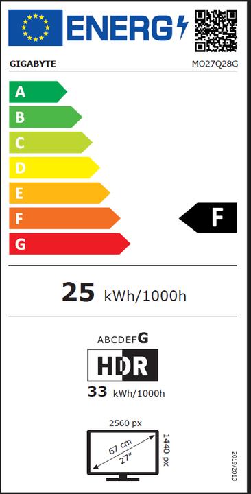 Energie-Label Gigabyte MO27Q28G (2560 x 1440 Pixel, 27")