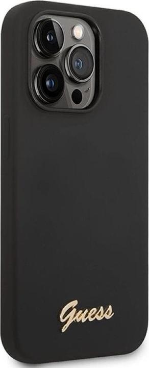 Actual product image Guess GUHCP14LSLSMK iPhone 14 Pro 6.1" czarny/black hard case Silicone Vintage Gold Logo (Apple iPhone 14 Pro)