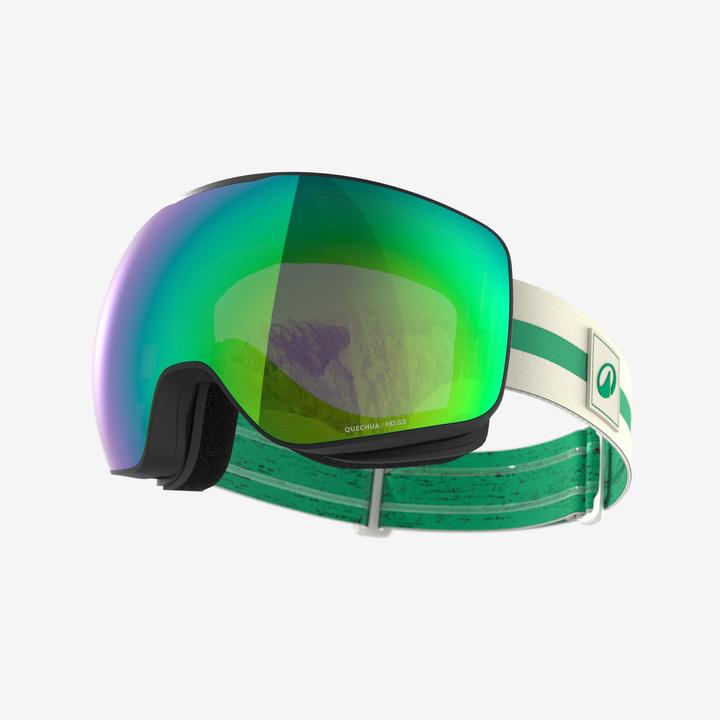 Wedze Masque de ski beau temps S3 adulte/enfant, G900 S HD blanc et vert