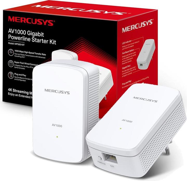 Produktbild Mercusys POWERLINE AV1000 KIT 1P GIGABIT 1000MBPS 2 UNITÀ (1000 Mbit/s)